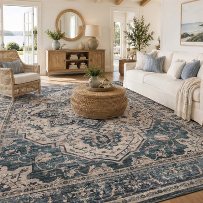 Tapis bleu marine antidérapant rétro