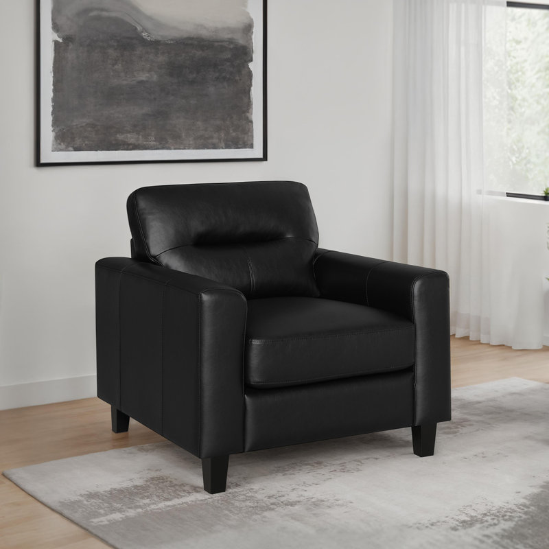 Chaise avec accoudoirs en similicuir Écosse, Noir