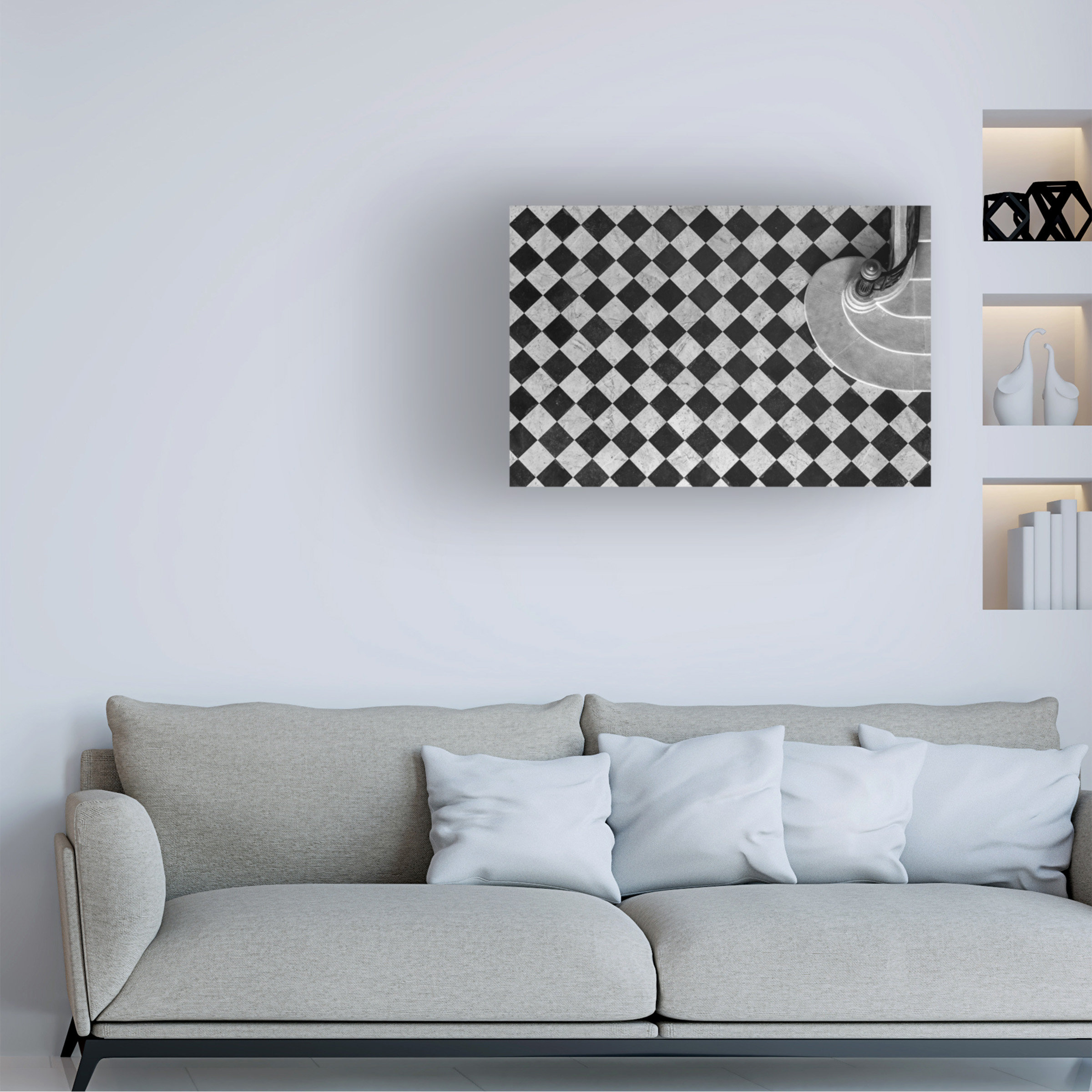 Ebern Designs Jean-Louis VIRETTI Chessboard Staircase Canvas Art ...