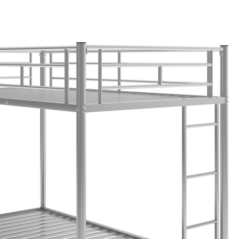Lit superposé simple au-dessus de lit avec couchette Silver - structure en métal pour une stabilité durable, Argent argent