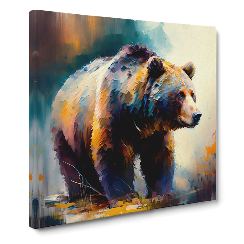 Bear Palette Knife Painting - Print, 35cm H x 35cm W x 3cm D
