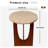 21.2” Round Travertine Look Side Table, Modern Stone-top End Table And Bedside Nightstand With Solid Wood Base, Accent Table For Living Room, Bedroom Or Small Spaces