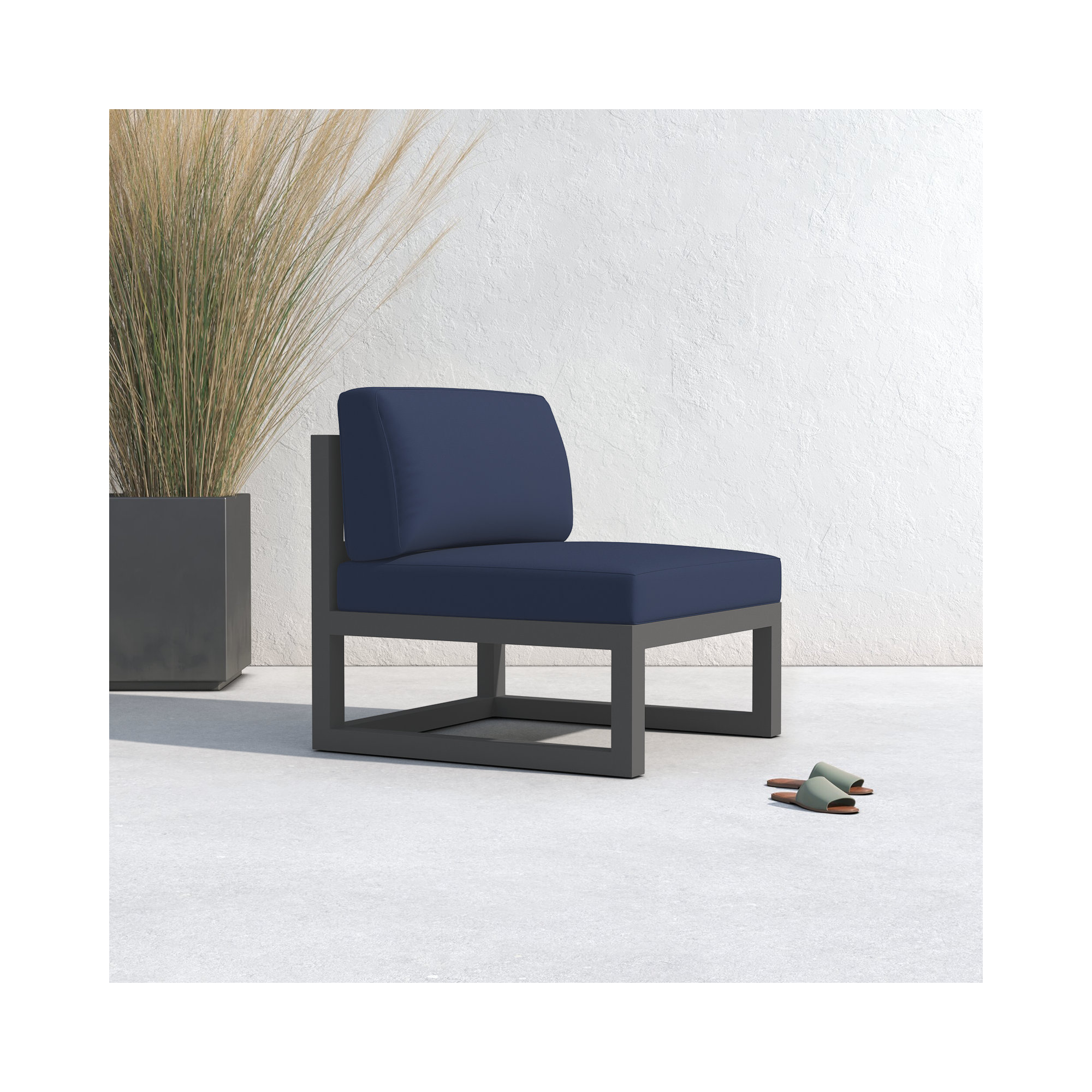 Smith Outdoor Lounge Chair with Sunbrella® Cushions, Spectrum Indigo, Slate