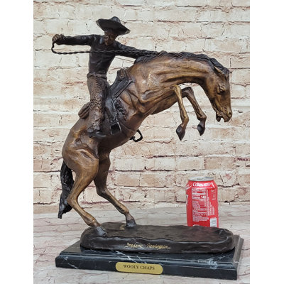 Maxstadt Frederic Remington Wooly Chaps Bronze Sculpture Western Cowboy 16 Inches X 17 Inches