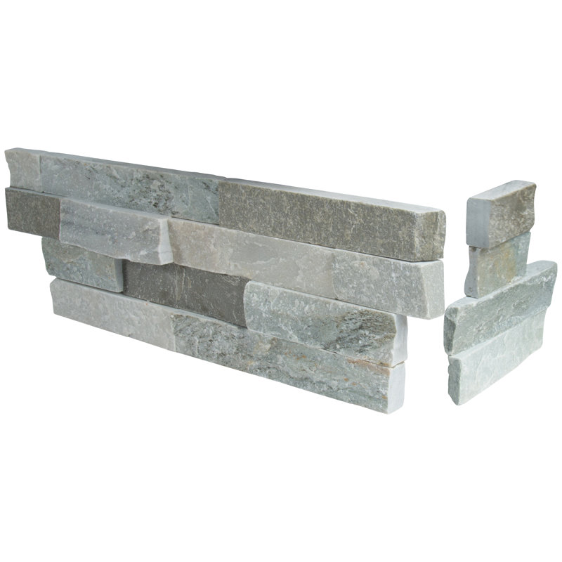 Stonecrest 6 in. x 18 in. Split Face Natural Stone Ledger Corner Wall Tile, Cobalt Mist
