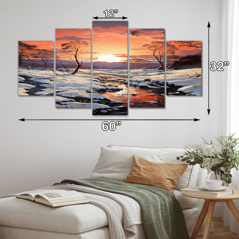 Winter Winter Dusk - paysages, reproduction d'art sur toile - 5 panneaux
