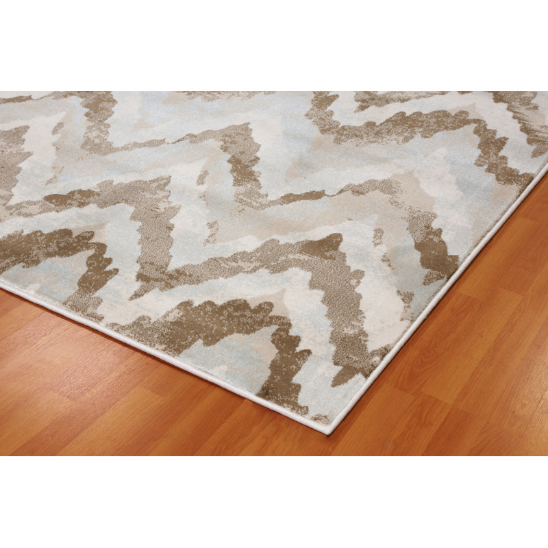 Tapis de zone ivoire/beige Perrinton, Rectangle 5 pi 3 po x 7 pi 7 po