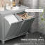 Armoire de rangement de salle de bain grise, trieuse à linge inclinable avec deux compartiments - spacieuse pour le rangement, la construction, résiste aux dommages causés par l'eau, facile d'entretien, surmatelas, l 30 po x P 16,21 po et H 27,5 po