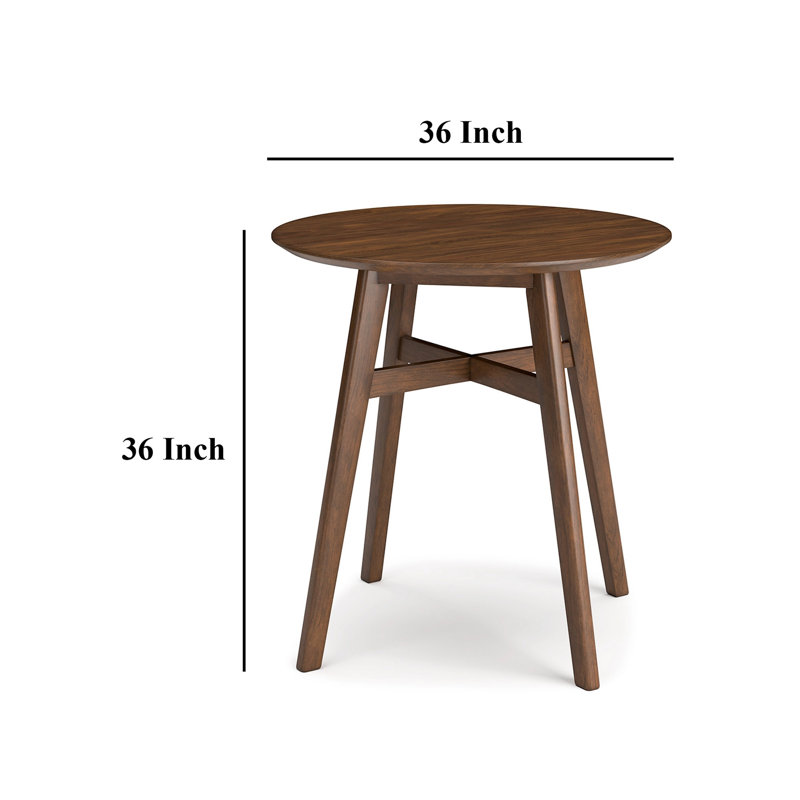 Jeyn Round Counter Table With Open Frame, 36 Inch Brown Mango Wood