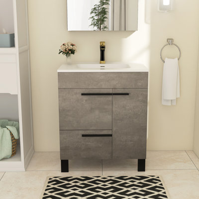 Anniemarie 28 " W Freestanding Standard Free Standing Single Double Combined Vanity Unit Bathroom Vanity With Ceramic Top