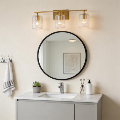 Modern 3-Light Dimmable Wall Sconce Vanity Light with Clear Glass Shade