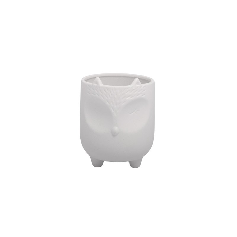 Pot de céramique rond en grès blanc