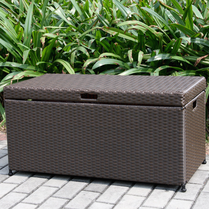 Jeco Inc. 40 " W 70 Gallons Water Resistant Wicker Deck Box, Espresso