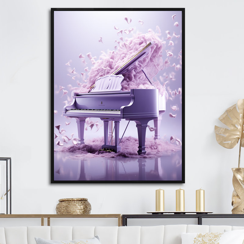 «Purple Piano Whimsical Waltz» sur impression sur toile, Cadre flottant noir, H 20 po x l 12 po x P 1 po
