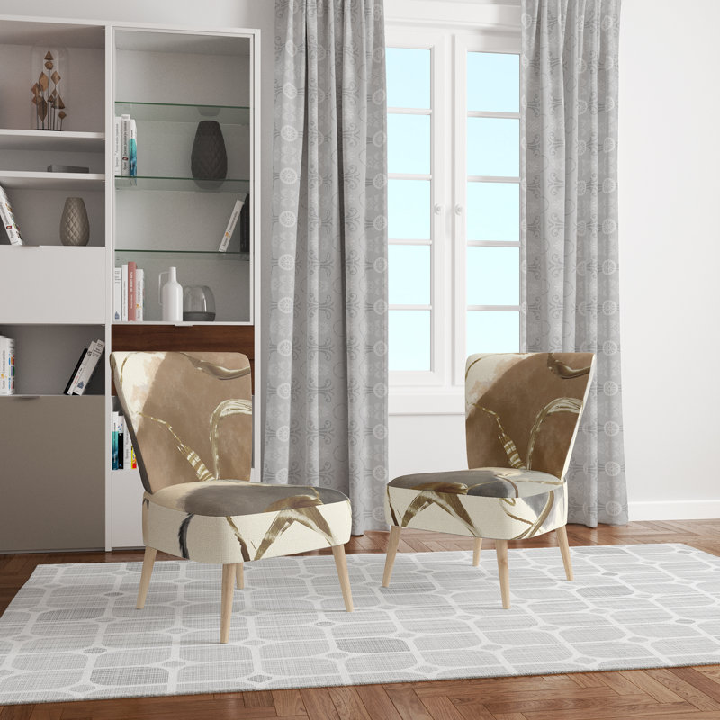 Glam / Flower / Landscape - Chaise d'appoint rembourrée Shabby Elegance, Blanc / or