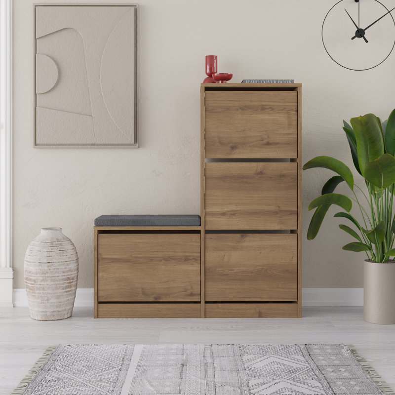 Dude Modern Bench Shoe Cabinet 4 Drop-Doors, Hitit
