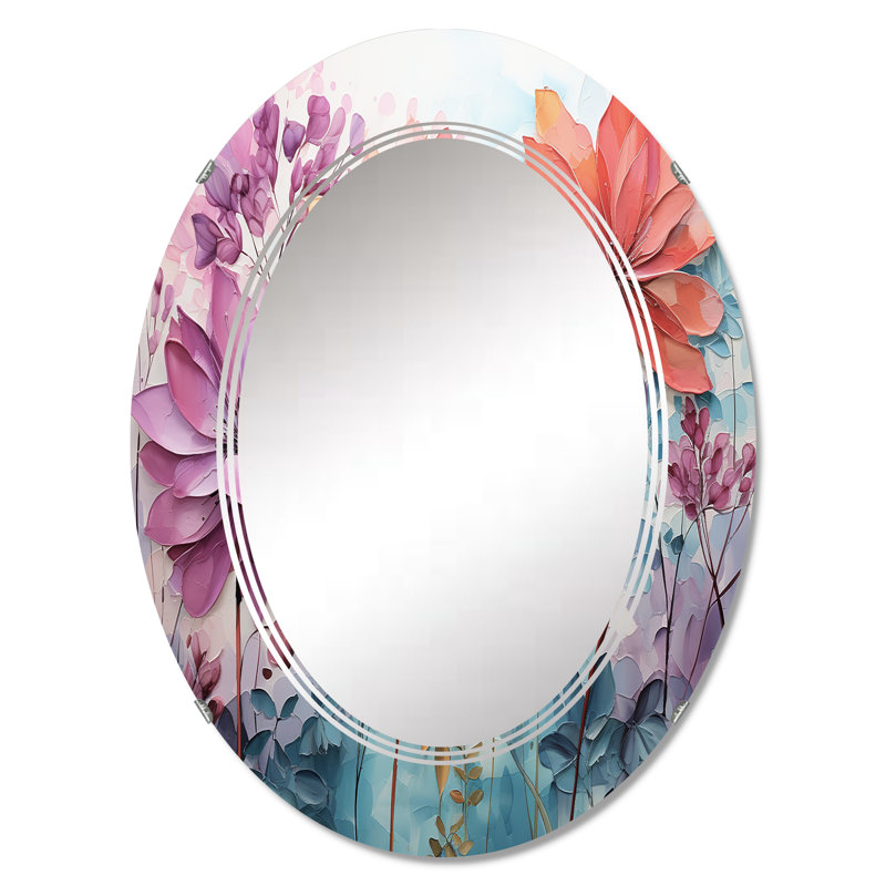 Multicoloured Ferns Field II - Modern Wall Mirror Oval, 30 po x 20 po