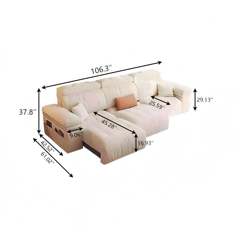 Canapé-lit extensible électrique 106,29 po, 37.8" H x 106.29" W x 42.52" D