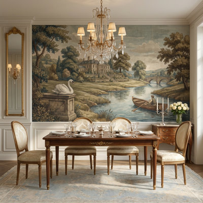 Vintage Estate Wallpaper River Swan Wall Mural