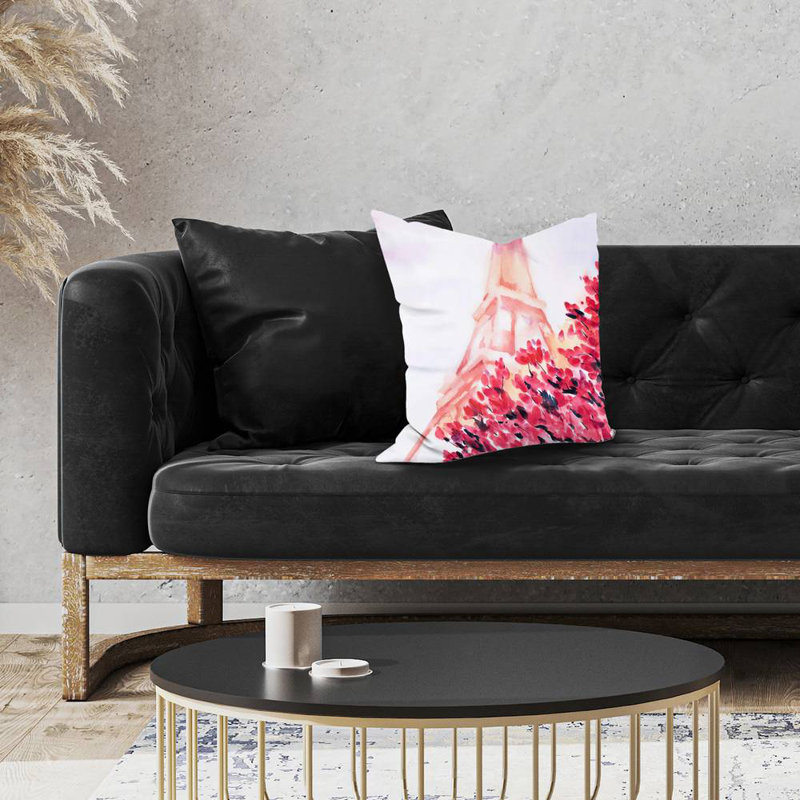 Pink eiffel tower - 20"x20" Throw pillow - Poly twill - Print on demand, 20" H x 20" W, Polyester/Polyfill