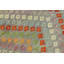Tapis mauve / rouge / vert en laine tissé à la main à motif géométrique 6 pi 8 po x 9 pi 9 po Kemarie