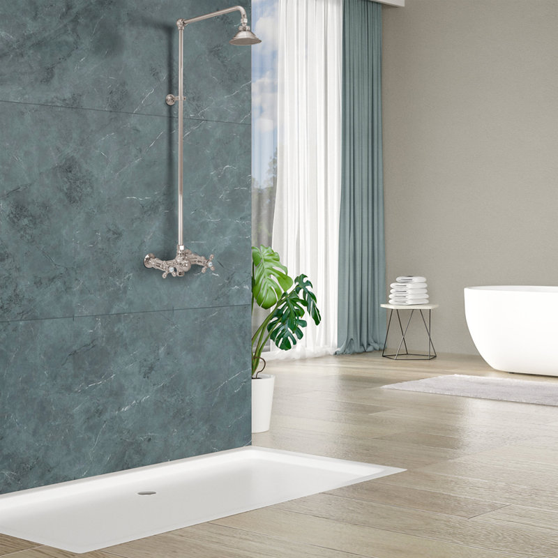 Outdoor Exposed Shower System 60" Wall Mounted Set with Shower Head and Cross Handles