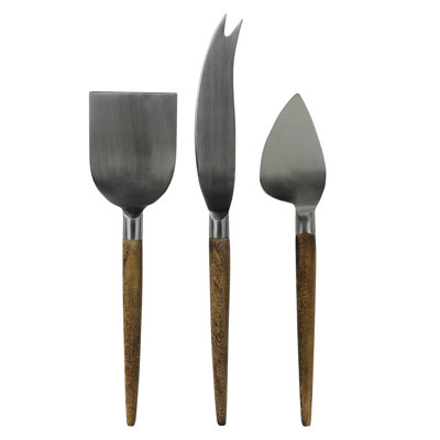 Outils à fromage - ensemble de 3, bois et acier inoxydable
