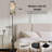  68.5" Standing Floor Lamp Lotus Pond Cherry Blossoms Golden Bell Key Tranquil Watercolor Dimmable Metal Pole Lamp with Linen Lampshade LED Bulb Included
