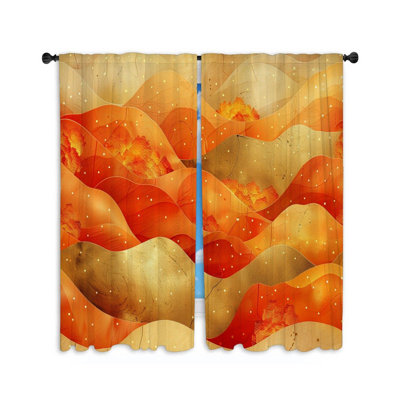 Wavy Pattern Visual Room Darkening Curtain Pair