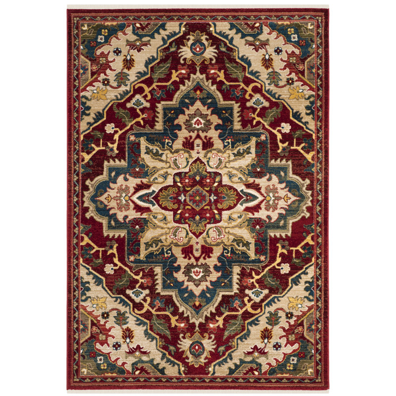 Tapis rouge Kurtz, Rectangle 4 pi x 6 pi, Red/Beige