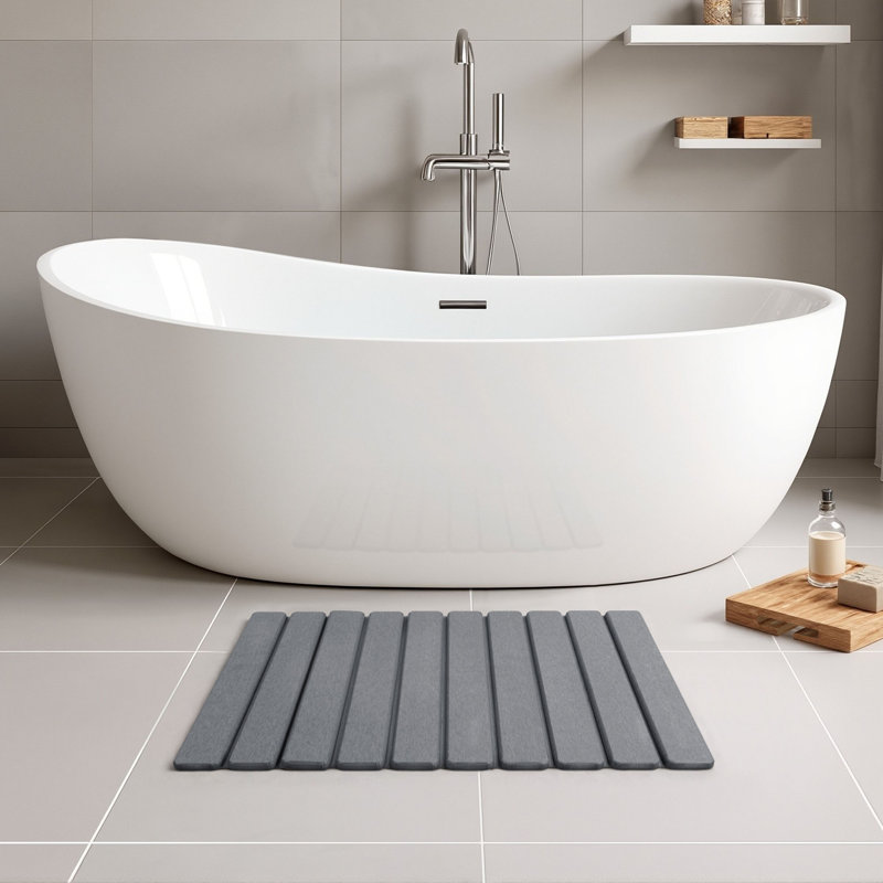 Tapis de bain pliable en pierre de 24 po x 16 po, tapis de bain en terre de diatomées, super absorbant, à séchage rapide, antidérapant, peu encombrant, facile à nettoyer pour la salle de bain / cuisine