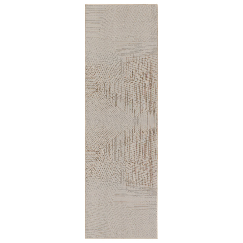 Tapis gris à motif géométrique Antoni, Tapis de couloir de 2 pi 6 po x 8 pi