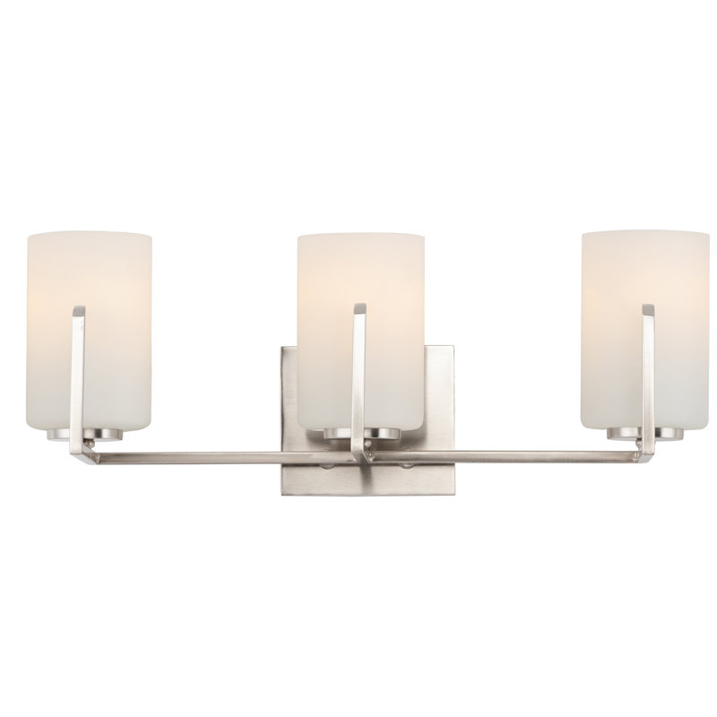 Roni 21.25" W 3-Light Dimmable Steel Vanity Light, Satin Nickel, 3-Light