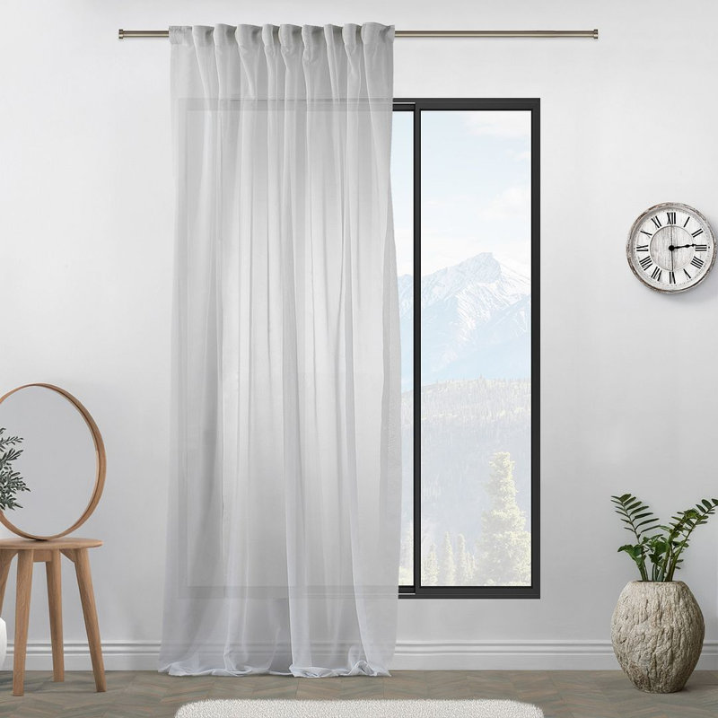 Sheer Single Curtain Panel, 260cm Width x 325cm Drop, Ecru