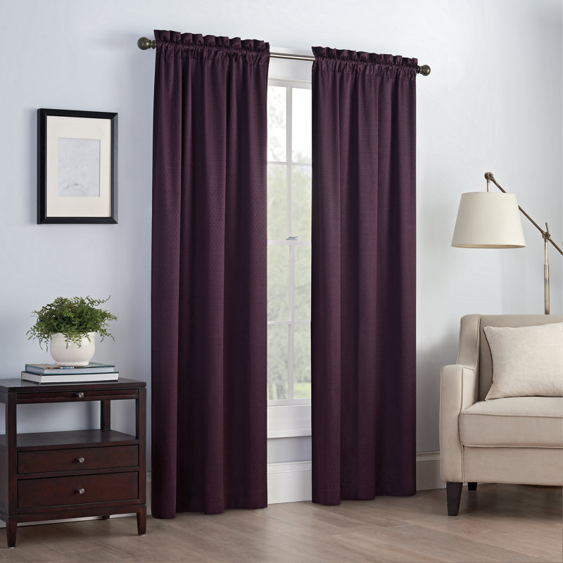 Canova Polyester Blend Light Filtering Curtain Panel, 63" L x 42" W, Plum