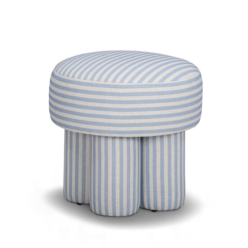 Masha Blue Striped Linen Stool, Blue