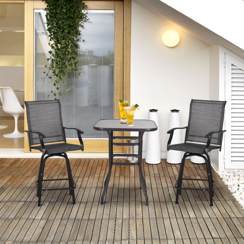 2 - Person Patio Dining Set Square Table, Gray