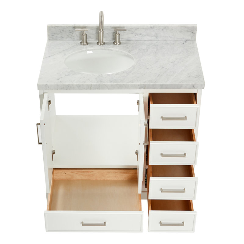 Meuble-lavabo simple avec plateau Abshire 37, Blanc