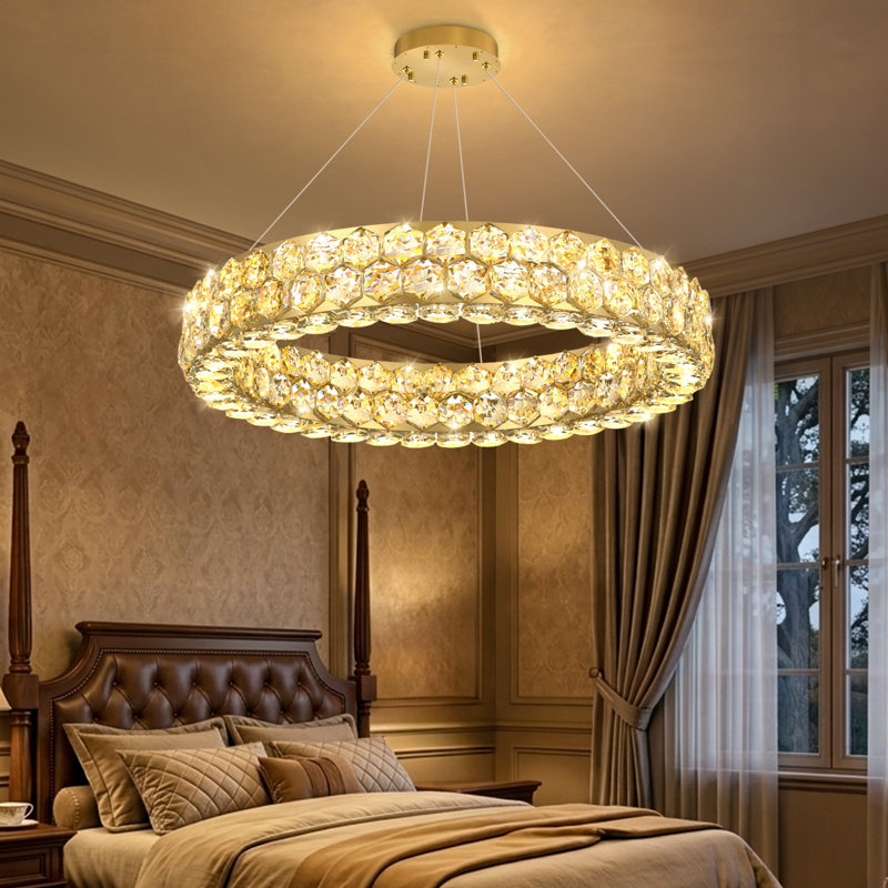 Lustre à DEL à intensité variable Crytsal, Doré