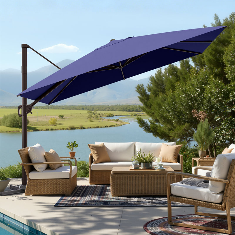 Parasol en porte-à-faux 11 pi x 9 pi Cowie sans base lestée Cowie, Tanné