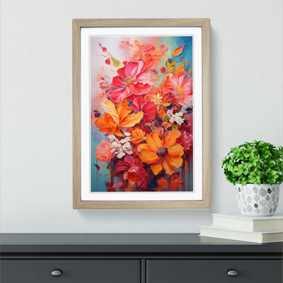 Floral Art Action Painting Art - Framed Print