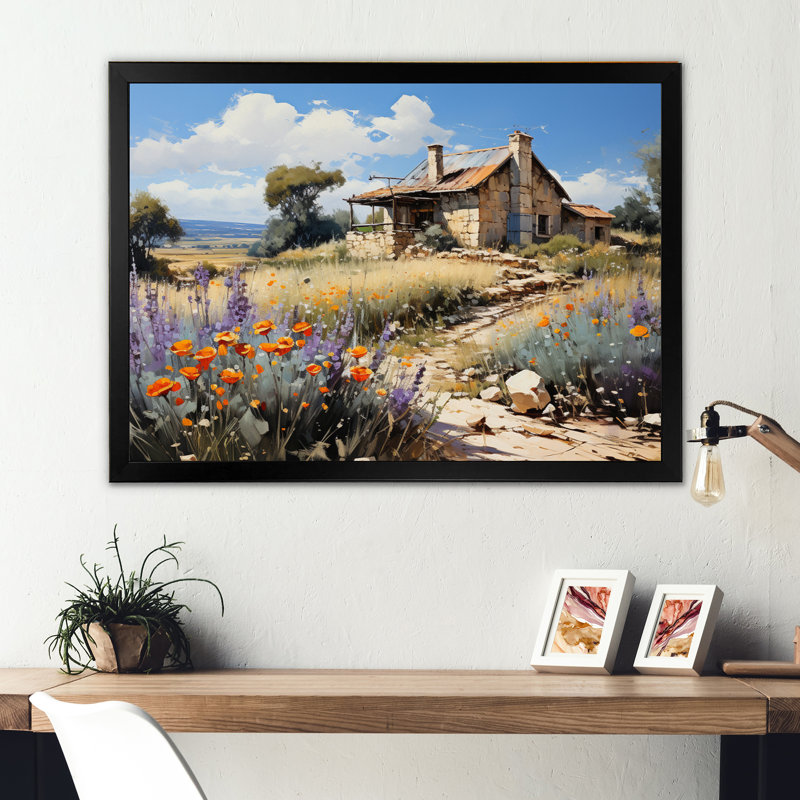 Charme rustique sur toile, Cadre simple noir, H 16 po x l 32 po x P 1 po
