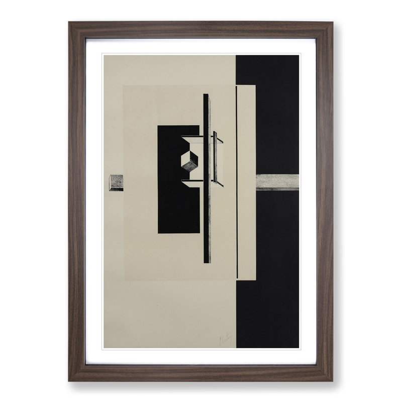 Composition Vol.15 by El Lissitzky - Picture Frame Graphic Art, Walnut Framed, 65cm H x 48cm W x 2cm D