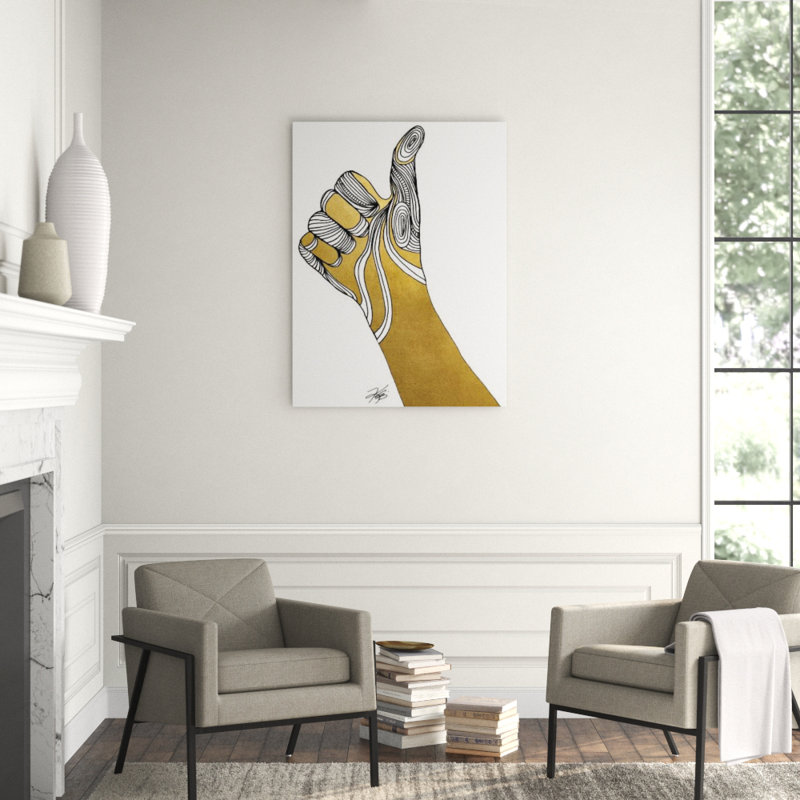 Sign Language VII Print by Kelli Ellis, 32" H x 24" W x 1.5" D, Gilded Gold