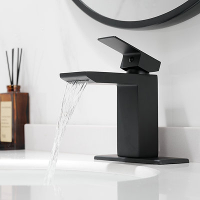 Single-Hole Bathroom Faucet with Drain Assembly, Single-handle Bathroom Sink Faucet