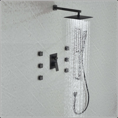 Wall Mounted Shower System with 6 Body Sprays and Handheld