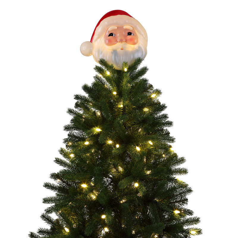 Santa Claus Red and White Plastic Lit Tree Topper