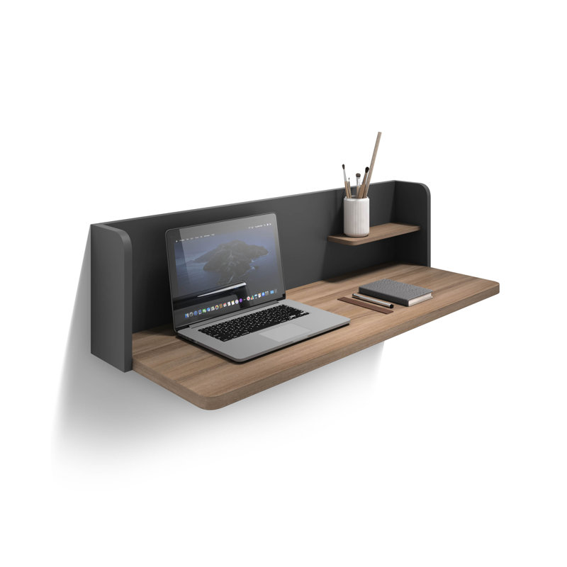 Capuano Floating Desk, Walnut/Jet Black, Jet Black