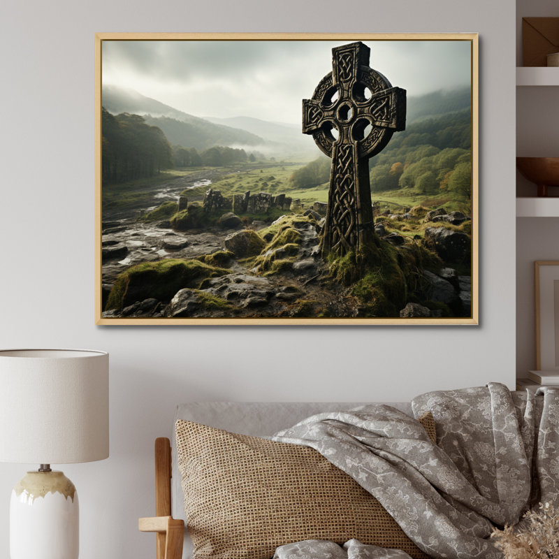 Irlande Celtic Harmony - Art mural Irlande, H 16 po x l 32 po x P 1 po, Cadre flottant érable