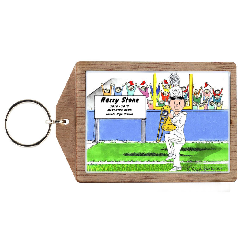 Personalized Trombone - Male Wooden Key Chain, Yes